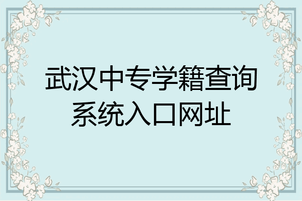 武汉中专学籍查询系统入口网址