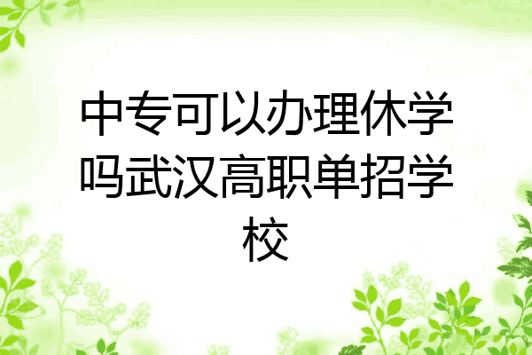 中专可以办理休学吗武汉高职单招学校