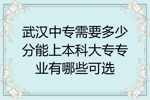 武汉中专需要多少分能上本科大专专业有哪些可选