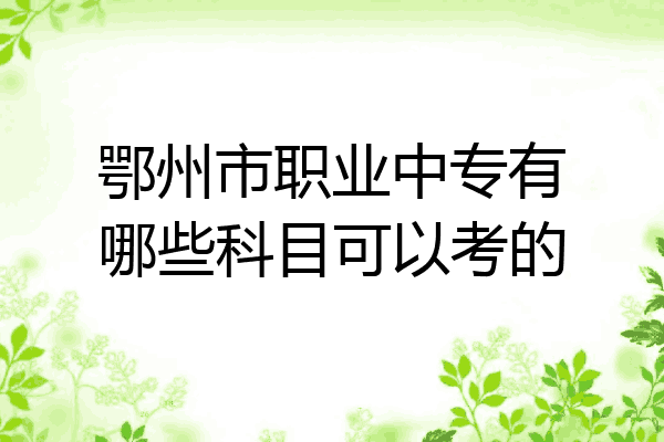 鄂州市职业中专有哪些科目可以考的