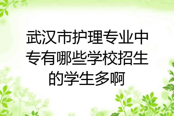 武汉市护理专业中专有哪些学校招生的学生多啊
