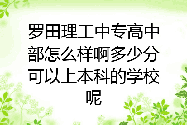 罗田理工中专高中部怎么样啊多少分可以上本科的学校呢