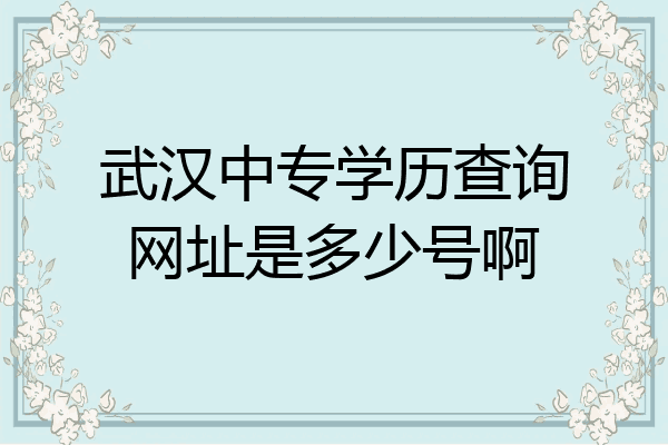 武汉中专学历查询网址是多少号啊