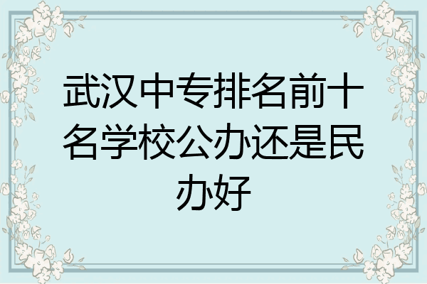 武汉中专排名前十名学校公办还是民办好