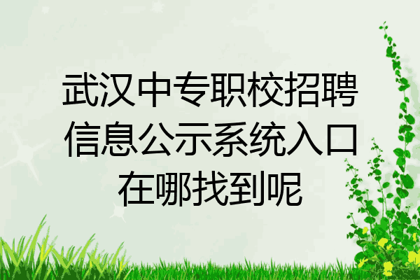 武汉中专职校招聘信息公示系统入口在哪找到呢