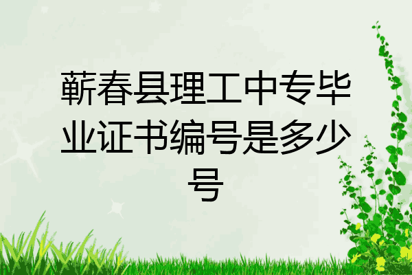 蕲春县理工中专毕业证书编号是多少号