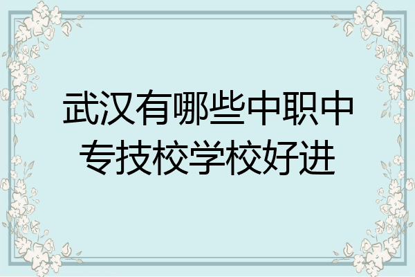 武汉有哪些中职中专技校学校好进