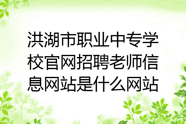 洪湖市职业中专学校官网招聘老师信息网站是什么网站