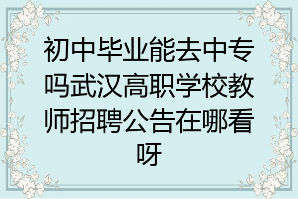 初中毕业能去中专吗武汉高职学校教师招聘公告在哪看呀