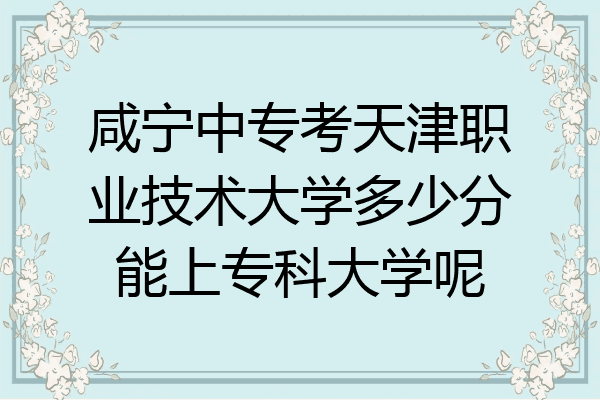 咸宁中专考天津职业技术大学多少分能上专科大学呢