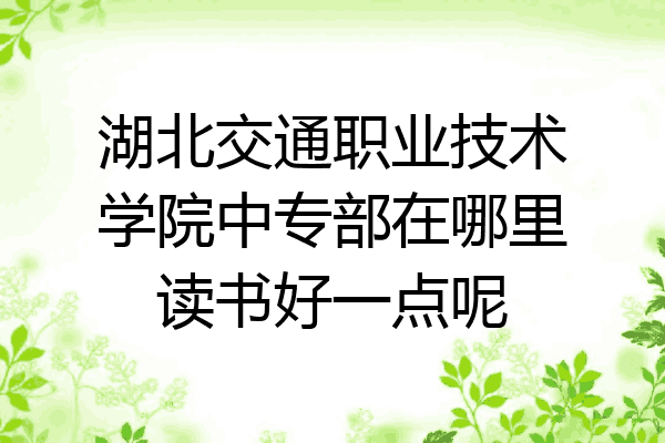 湖北交通职业技术学院中专部在哪里读书好一点呢