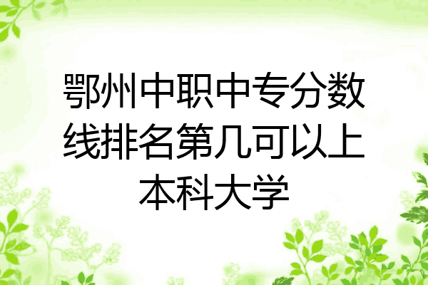鄂州中职中专分数线排名第几可以上本科大学