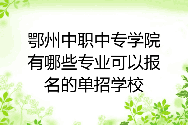 鄂州中职中专学院有哪些专业可以报名的单招学校