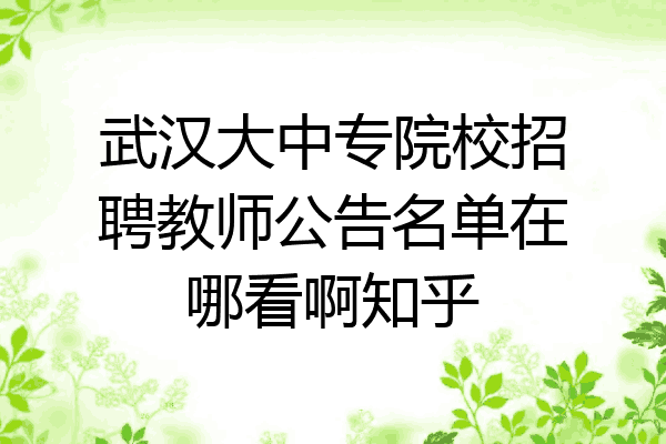 武汉大中专院校招聘教师公告名单在哪看啊知乎