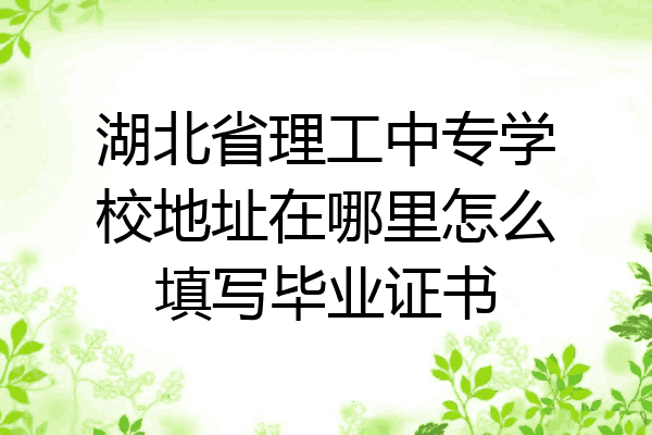 湖北省理工中专学校地址在哪里怎么填写毕业证书