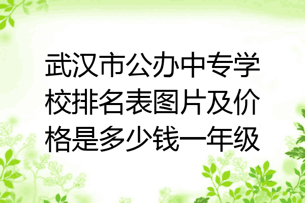 武汉市公办中专学校排名表图片及价格是多少钱一年级