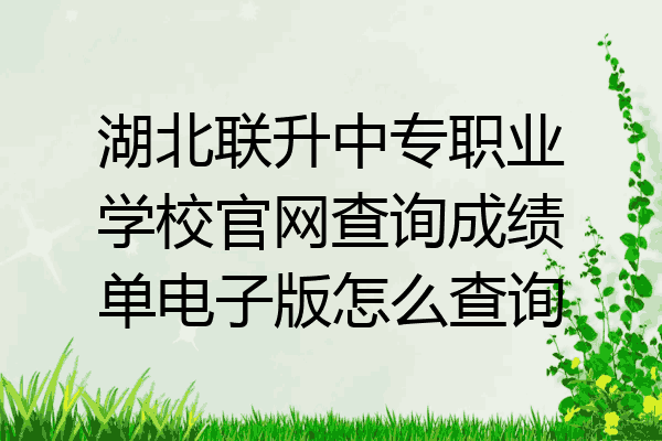 湖北联升中专职业学校官网查询成绩单电子版怎么查询