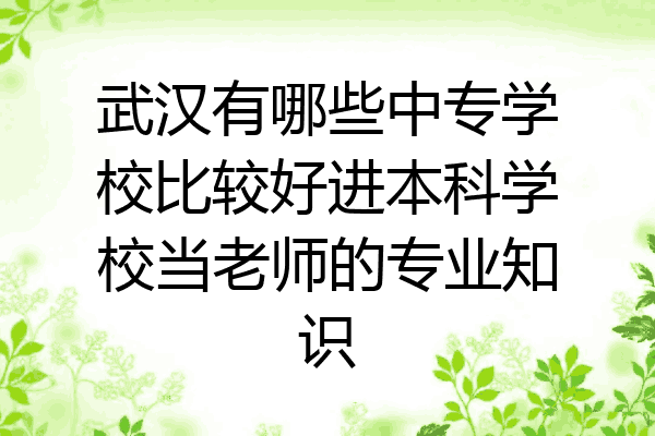 武汉有哪些中专学校比较好进本科学校当老师的专业知识