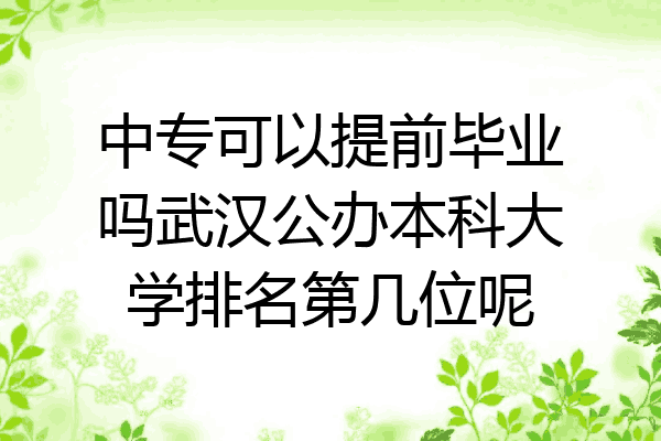 中专可以提前毕业吗武汉公办本科大学排名第几位呢
