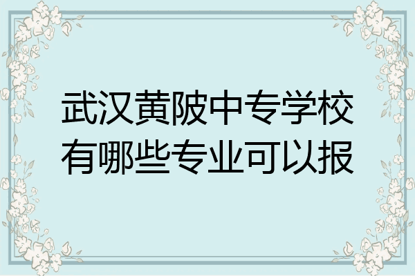 武汉黄陂中专学校有哪些专业可以报