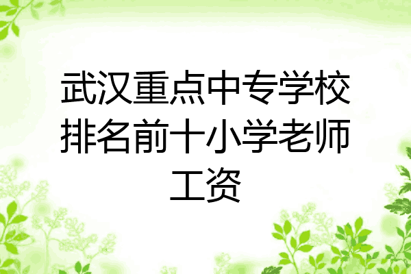 武汉重点中专学校排名前十小学老师工资