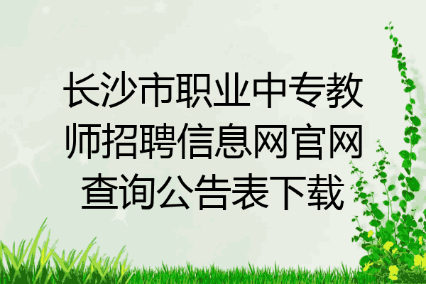 长沙市职业中专教师招聘信息网官网查询公告表下载