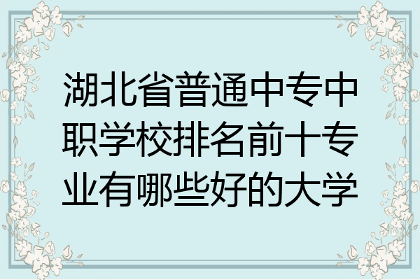 湖北省普通中专中职学校排名前十专业有哪些好的大学