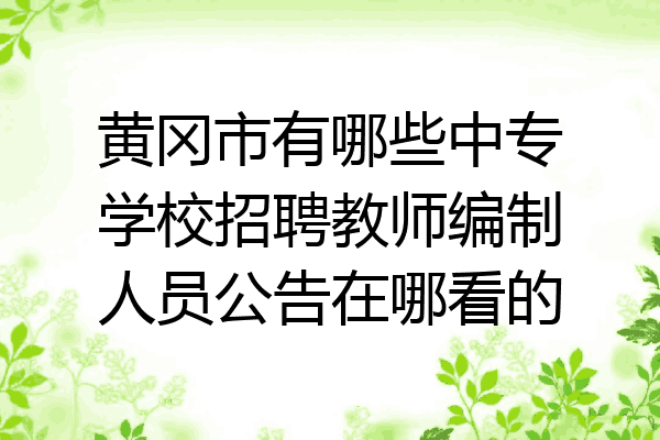 黄冈市有哪些中专学校招聘教师编制人员公告在哪看的