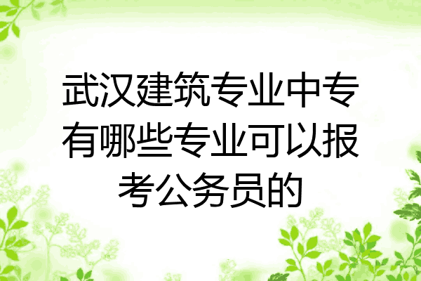 武汉建筑专业中专有哪些专业可以报考公务员的