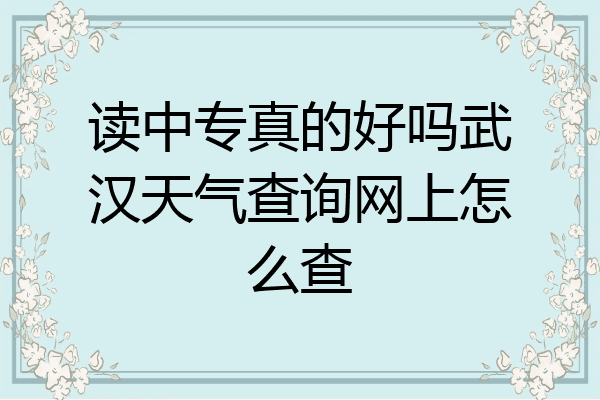 读中专真的好吗武汉天气查询网上怎么查