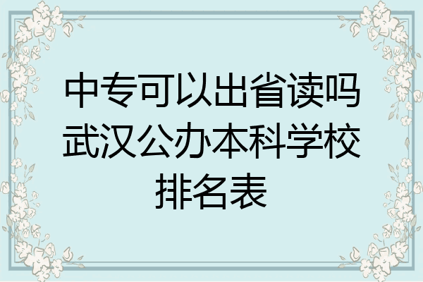 中专可以出省读吗武汉公办本科学校排名表