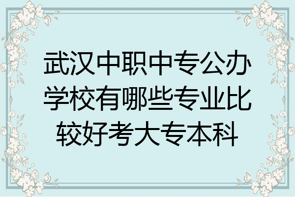 武汉中职中专公办学校有哪些专业比较好考大专本科