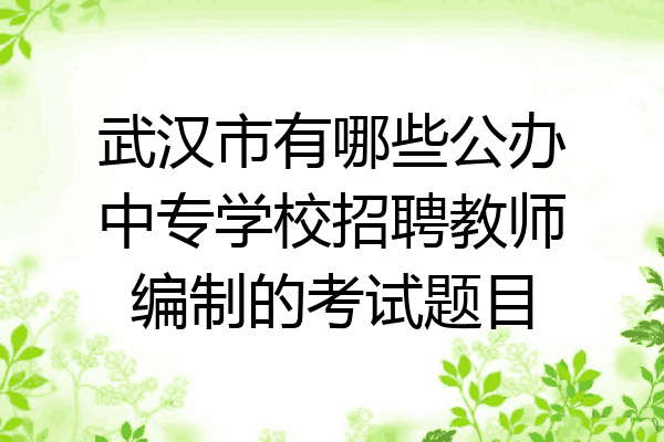 武汉市有哪些公办中专学校招聘教师编制的考试题目