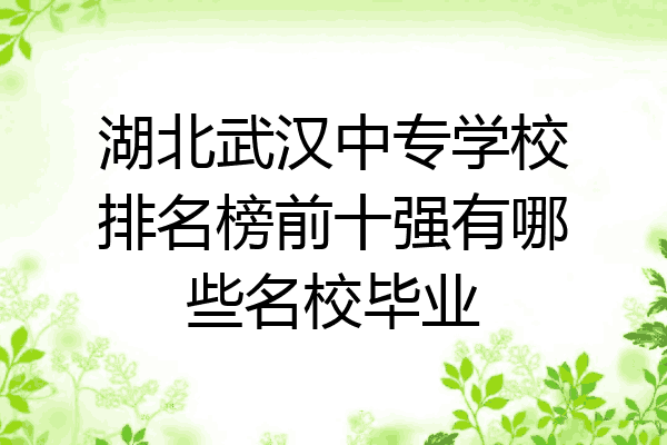 湖北武汉中专学校排名榜前十强有哪些名校毕业