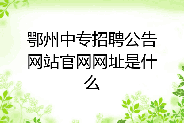 鄂州中专招聘公告网站官网网址是什么