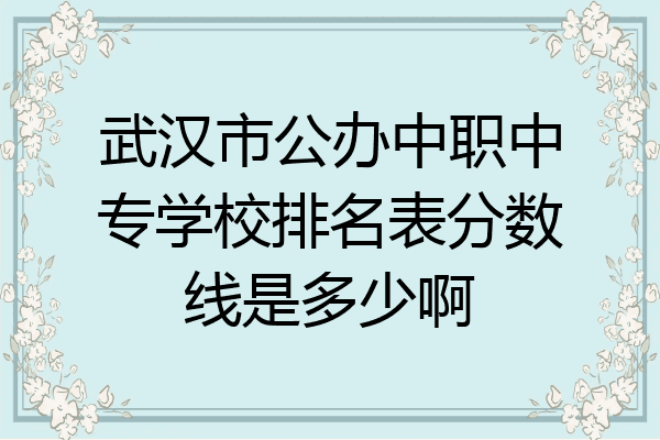 武汉市公办中职中专学校排名表分数线是多少啊