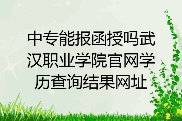 中专能报函授吗武汉职业学院官网学历查询结果网址