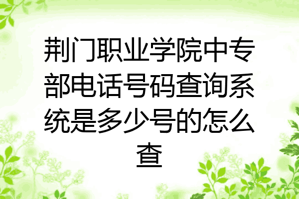 荆门职业学院中专部电话号码查询系统是多少号的怎么查
