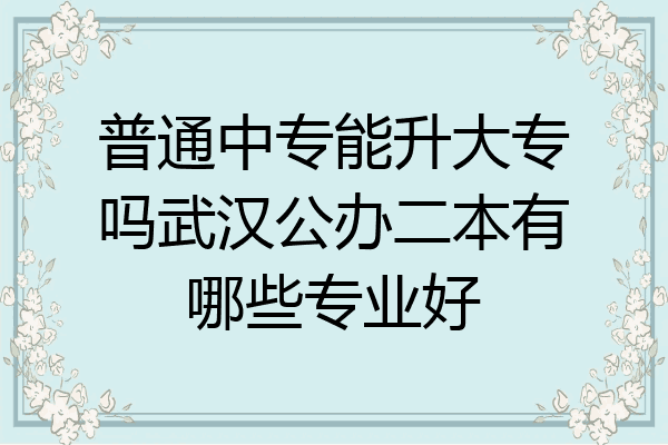 普通中专能升大专吗武汉公办二本有哪些专业好