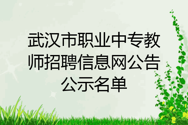 武汉市职业中专教师招聘信息网公告公示名单