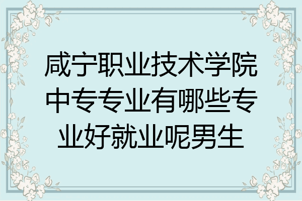 咸宁职业技术学院中专专业有哪些专业好就业呢男生