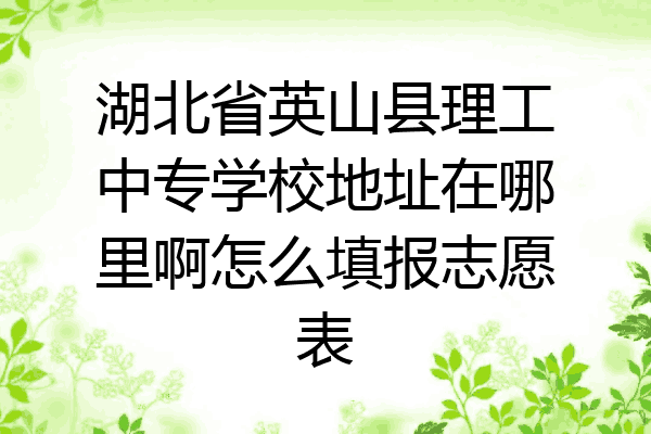 湖北省英山县理工中专学校地址在哪里啊怎么填报志愿表