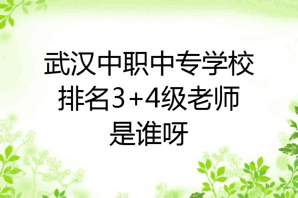 武汉中职中专学校排名3+4级老师是谁呀