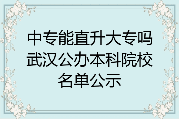 中专能直升大专吗武汉公办本科院校名单公示