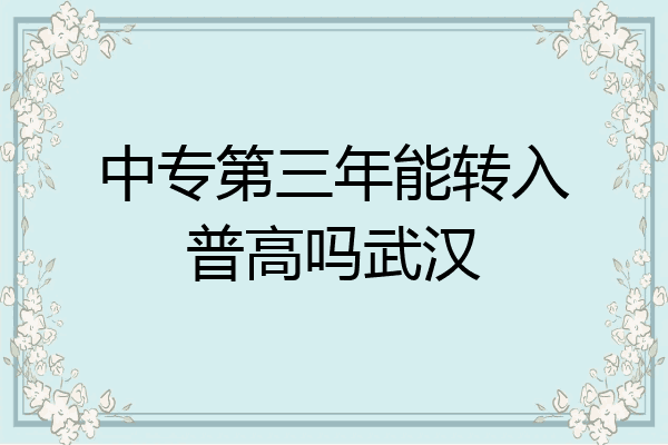 中专第三年能转入普高吗武汉