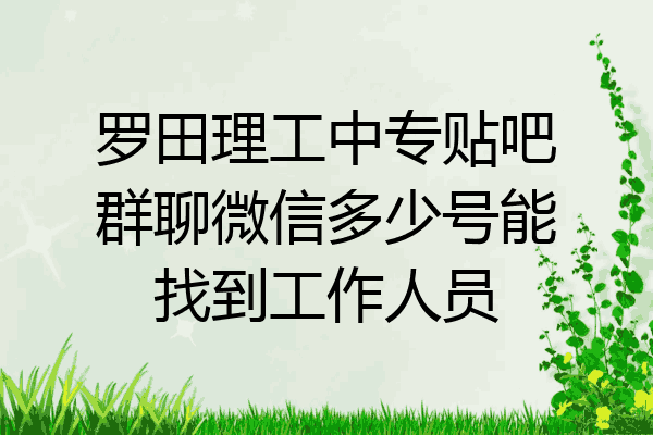 罗田理工中专贴吧群聊微信多少号能找到工作人员
