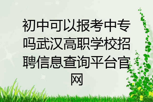 初中可以报考中专吗武汉高职学校招聘信息查询平台官网