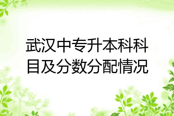 武汉中专升本科科目及分数分配情况