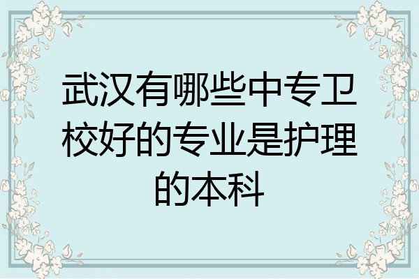 武汉有哪些中专卫校好的专业是护理的本科