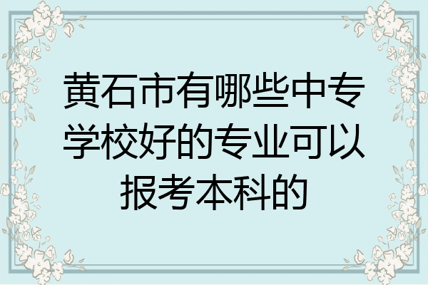 黄石市有哪些中专学校好的专业可以报考本科的